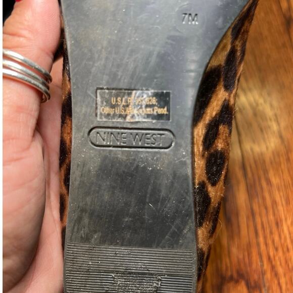 Nine West Black & Gold Leopard Print Loafers Size 7M Ballet Flats Moto Boho Edgy - Picture 10 of 16